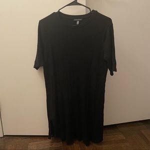 Eileen Fisher Black Ribbed Side Slit Tunic Dress